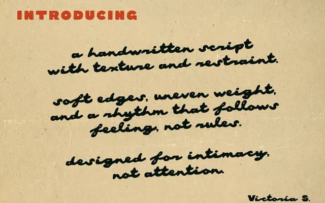 Late Cinema Handwritten Script specimen from 6TM Magazine