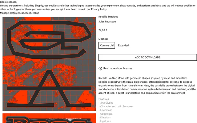 Rocaille Typeface specimen from 6TM Magazine