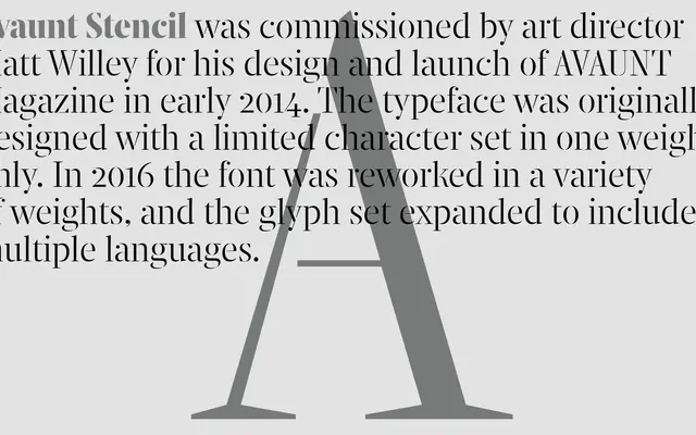 Avaunt Stencil specimen from A2-Type