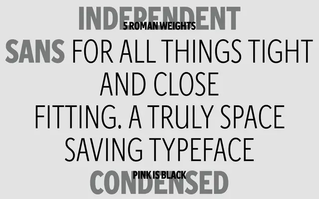 Independent Sans Condensed specimen from A2-Type