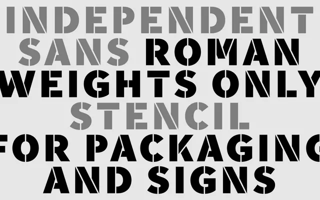 Independent Sans Stencil specimen from A2-Type