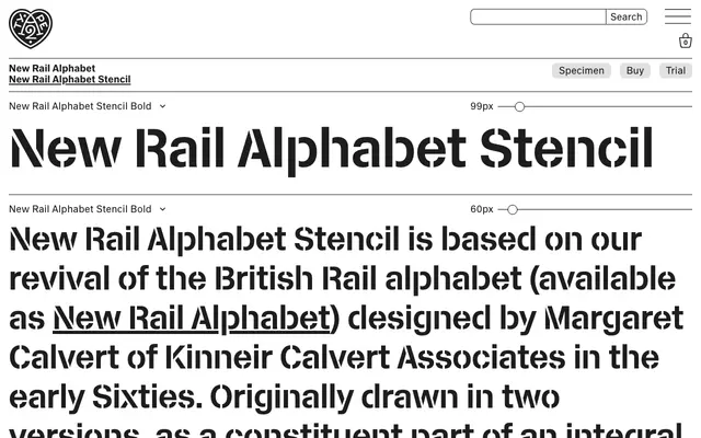 New Rail Alphabet Stencil specimen from A2-Type
