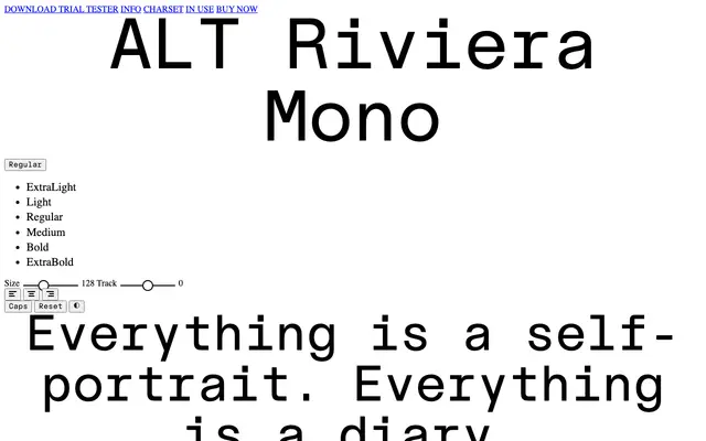 ALT Riviera Mono specimen from ALT.tf