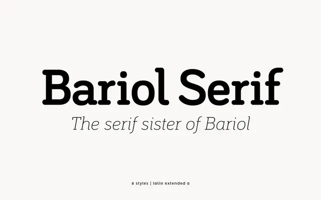 Bariol Serif specimen from atipo foundry