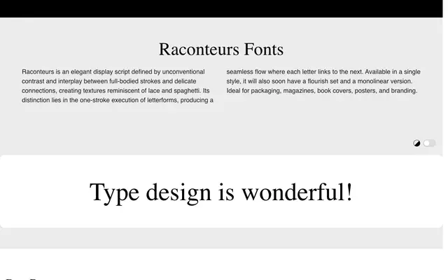 Raconteurs specimen from Black Foundry