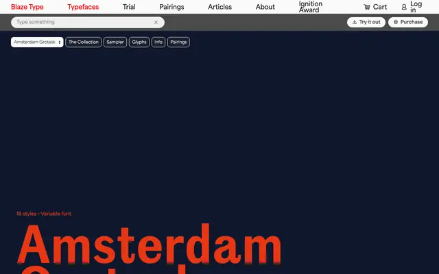 Amsterdam Grotesk specimen from Blaze Type