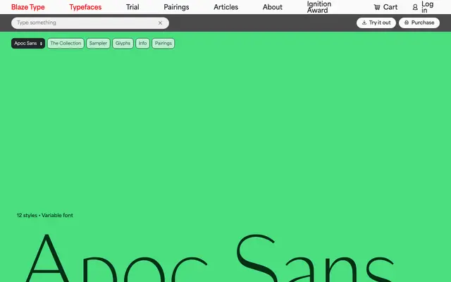 Apoc Sans specimen from Blaze Type