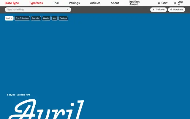 Avril specimen from Blaze Type