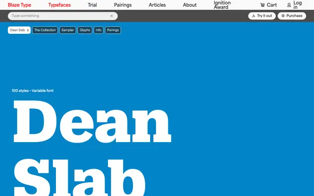 Dean Slab specimen from Blaze Type