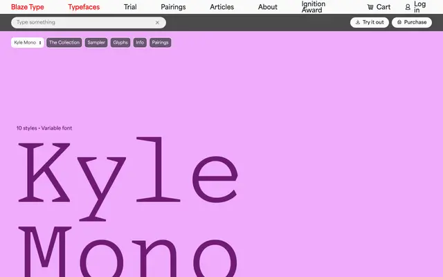 Kyle Mono specimen from Blaze Type
