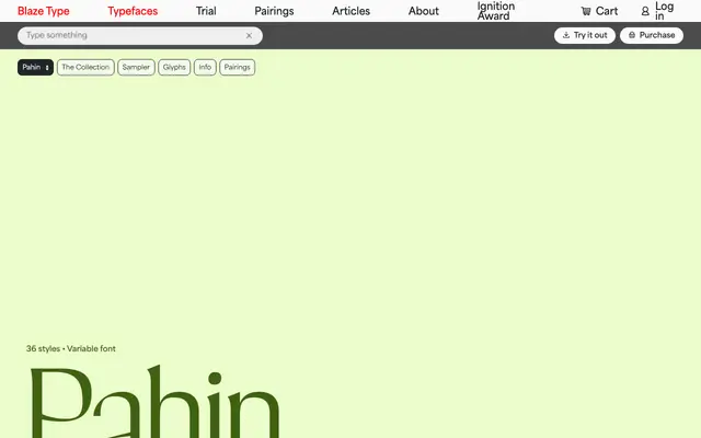 Pahin specimen from Blaze Type
