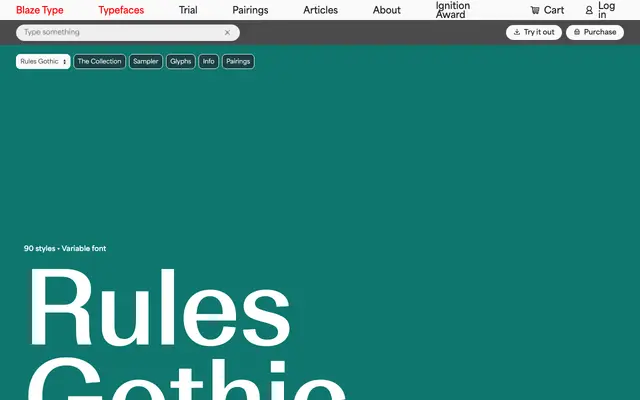 Rules Gothic specimen from Blaze Type