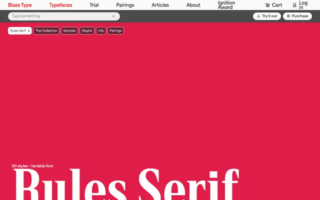 Rules Serif specimen from Blaze Type
