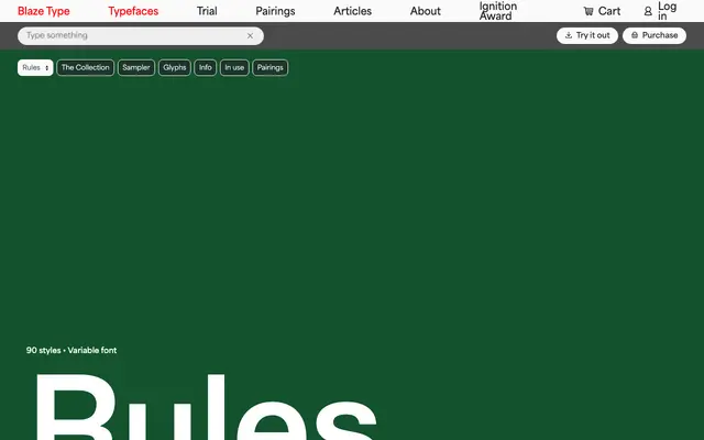 Rules specimen from Blaze Type