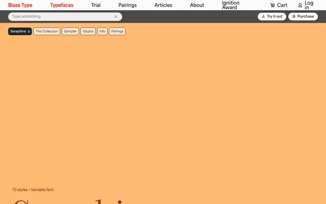 Seraphine specimen from Blaze Type
