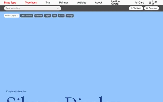 Silvana Display specimen from Blaze Type