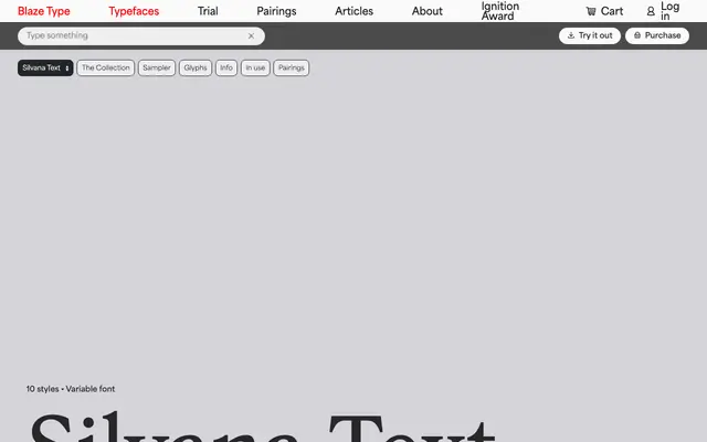Silvana Text specimen from Blaze Type