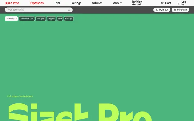 Sizek Pro specimen from Blaze Type