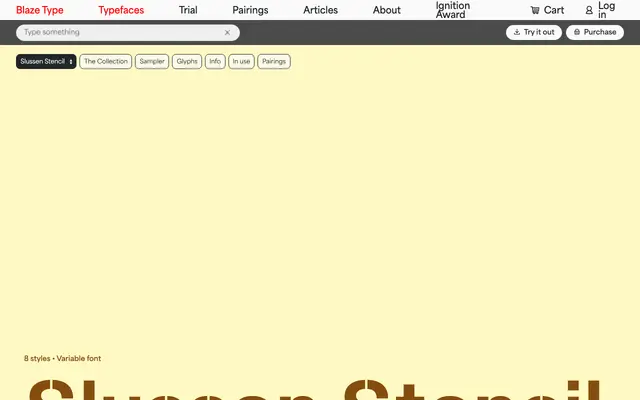 Slussen Stencil specimen from Blaze Type