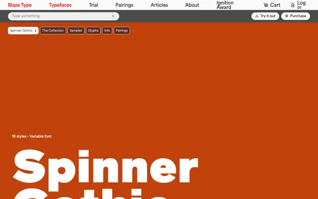 Spinner Gothic specimen from Blaze Type