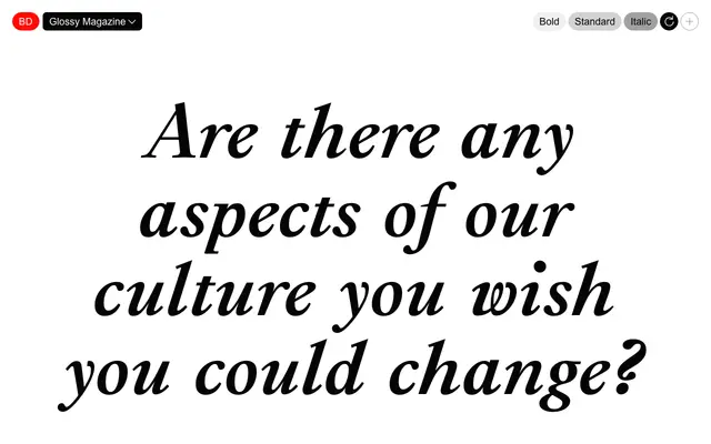 Glossy Magazine specimen from Bold Decisions