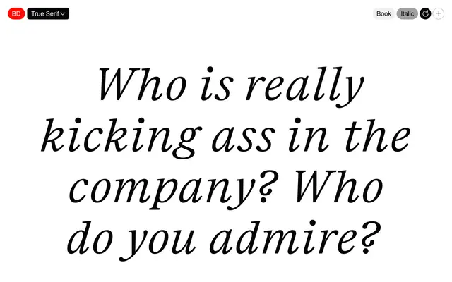 True Serif specimen from Bold Decisions