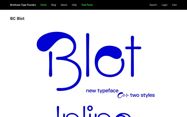 BC Blot specimen from Briefcase Type Foundry