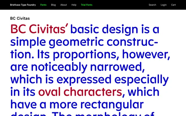 BC Civitas specimen from Briefcase Type Foundry