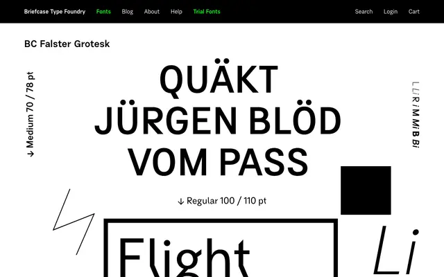 BC Falster Grotesk specimen from Briefcase Type Foundry