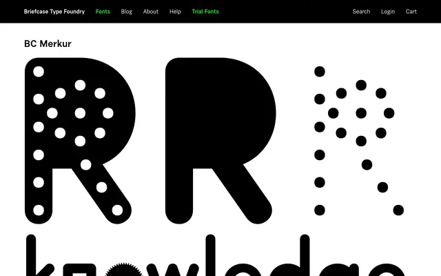 BC Merkur specimen from Briefcase Type Foundry