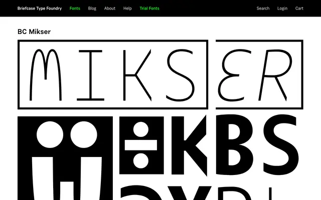 BC Mikser specimen from Briefcase Type Foundry