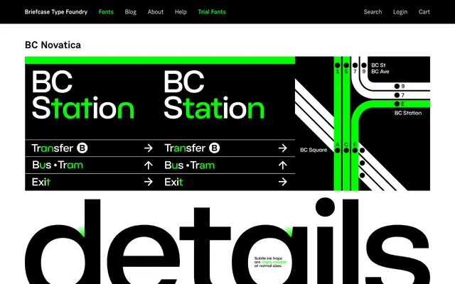 BC Novatica specimen from Briefcase Type Foundry