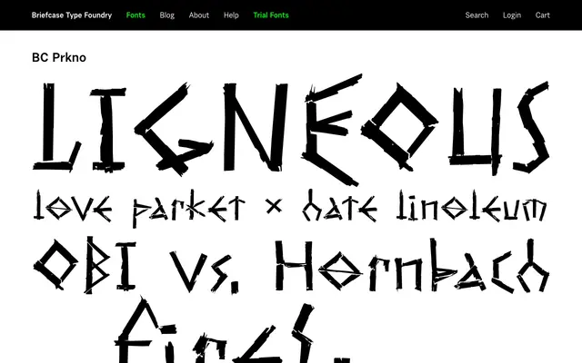 BC Prkno specimen from Briefcase Type Foundry