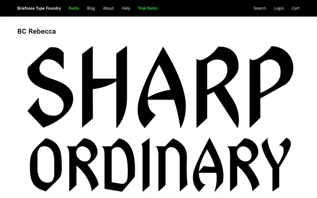 BC Rebecca specimen from Briefcase Type Foundry
