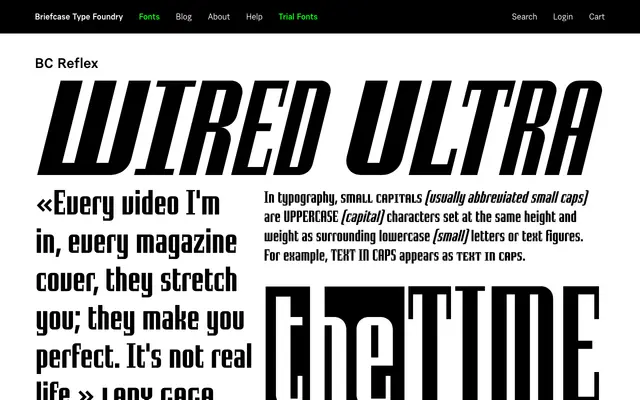 BC Reflex specimen from Briefcase Type Foundry
