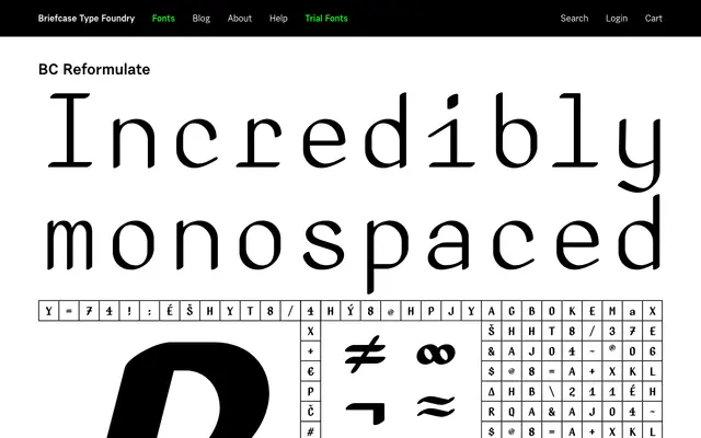 BC Reformulate specimen from Briefcase Type Foundry