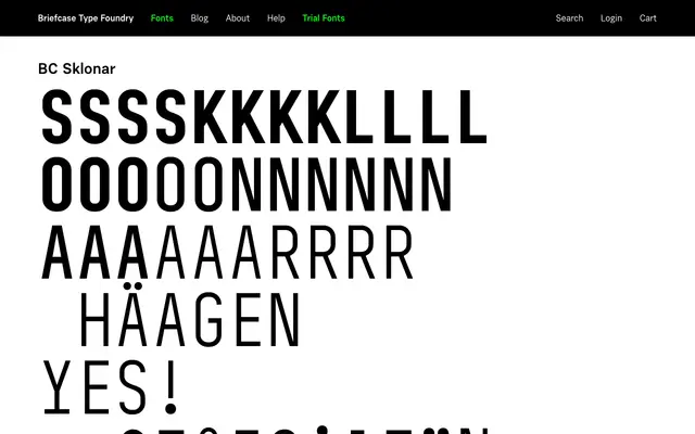 BC Sklonar specimen from Briefcase Type Foundry