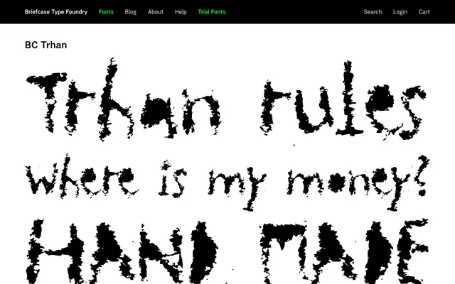 BC Trhan specimen from Briefcase Type Foundry