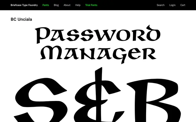 BC Unciala specimen from Briefcase Type Foundry