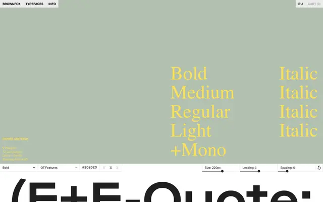 Ferro Grotesk specimen from Brownfox