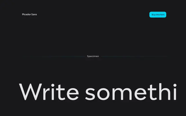 Picador Sans specimen from Capitalics