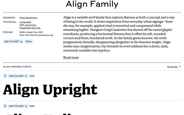 Align specimen from Commercial Type
