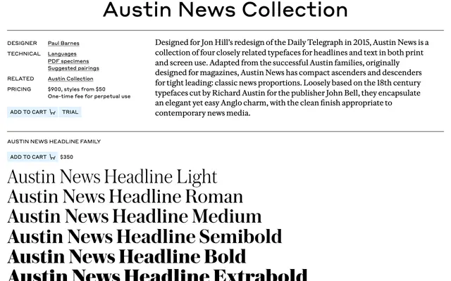 Austin News specimen from Commercial Type