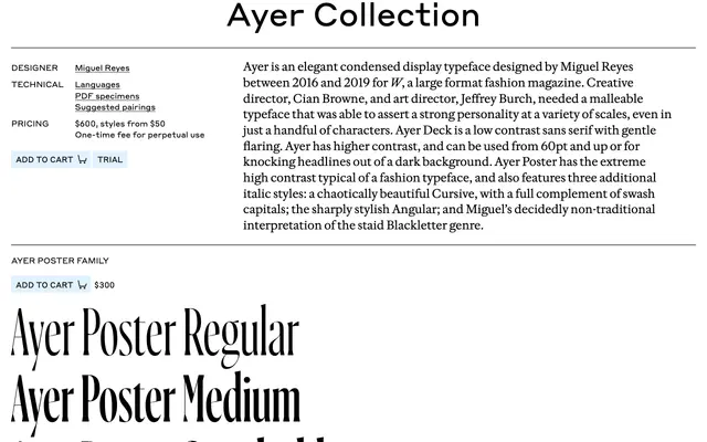 Ayer specimen from Commercial Type