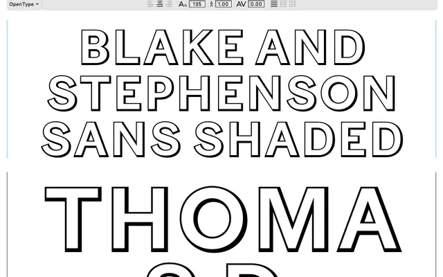 Blake and Stephenson Sans Shaded specimen from Commercial Type