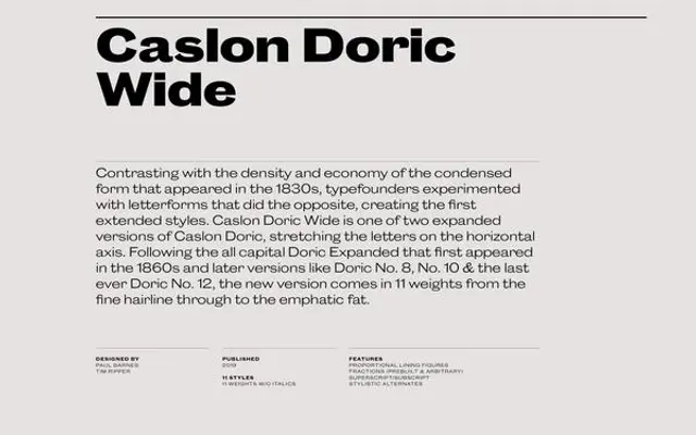Caslon Doric specimen from Commercial Type