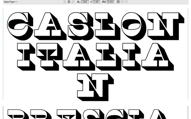 Caslon Italian Shaded specimen from Commercial Type