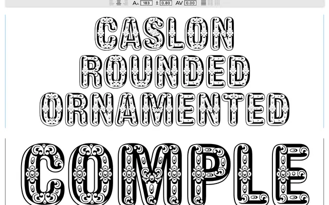 Caslon Rounded Ornamented specimen from Commercial Type
