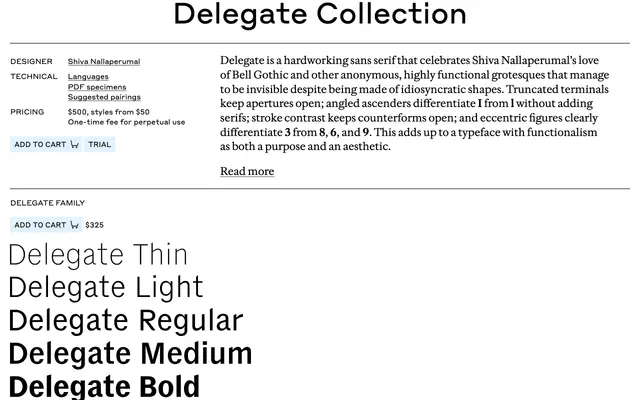Delegate Collection specimen from Commercial Type