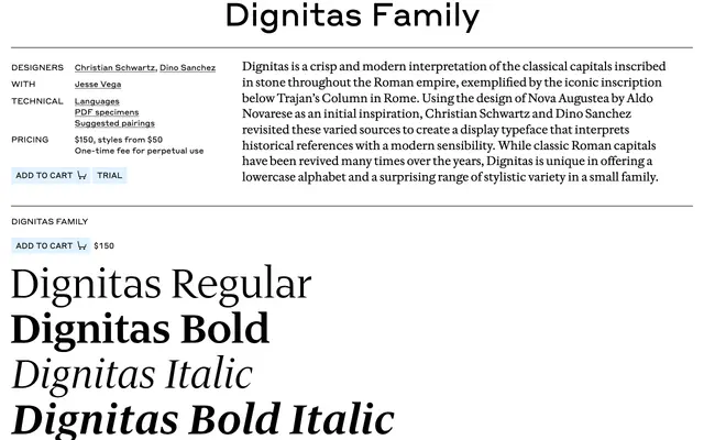 Dignitas Family specimen from Commercial Type